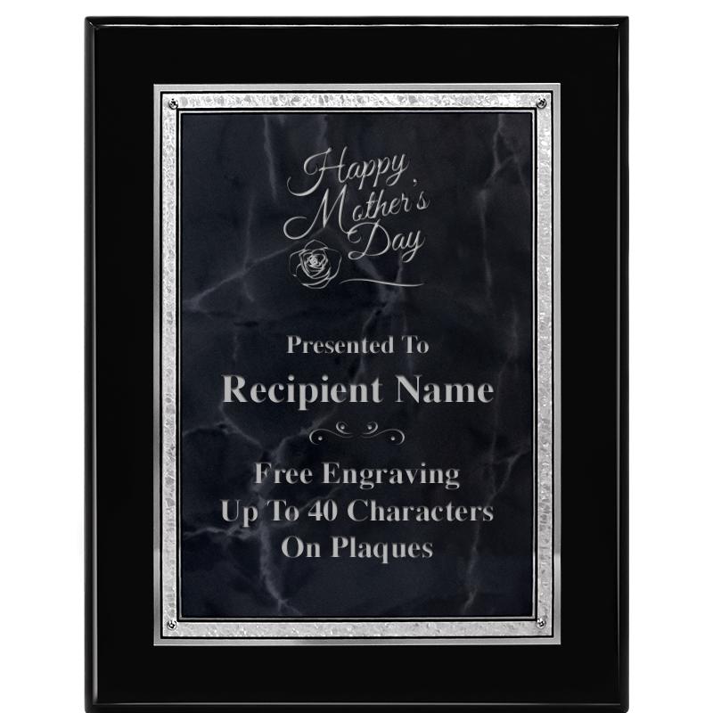 7X9 GY MARB FLOURISH PQ BK/SV