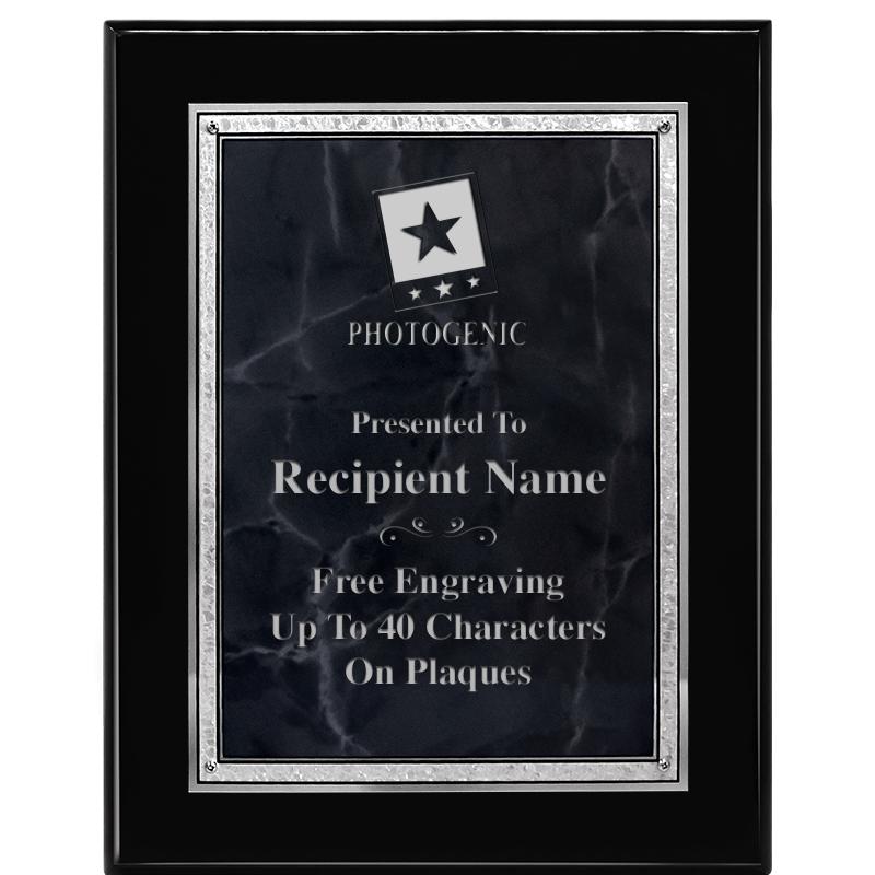 7X9 GY MARB FLOURISH PQ BK/SV