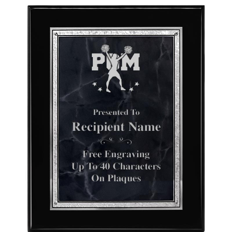 7X9 GY MARB FLOURISH PQ BK/SV