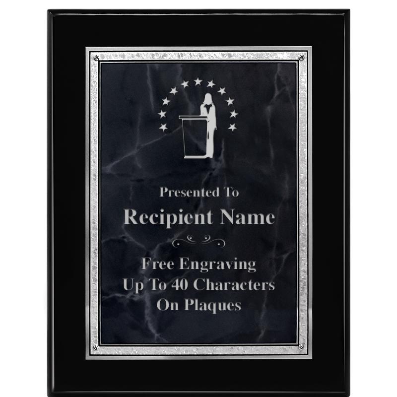 7X9 GY MARB FLOURISH PQ BK/SV