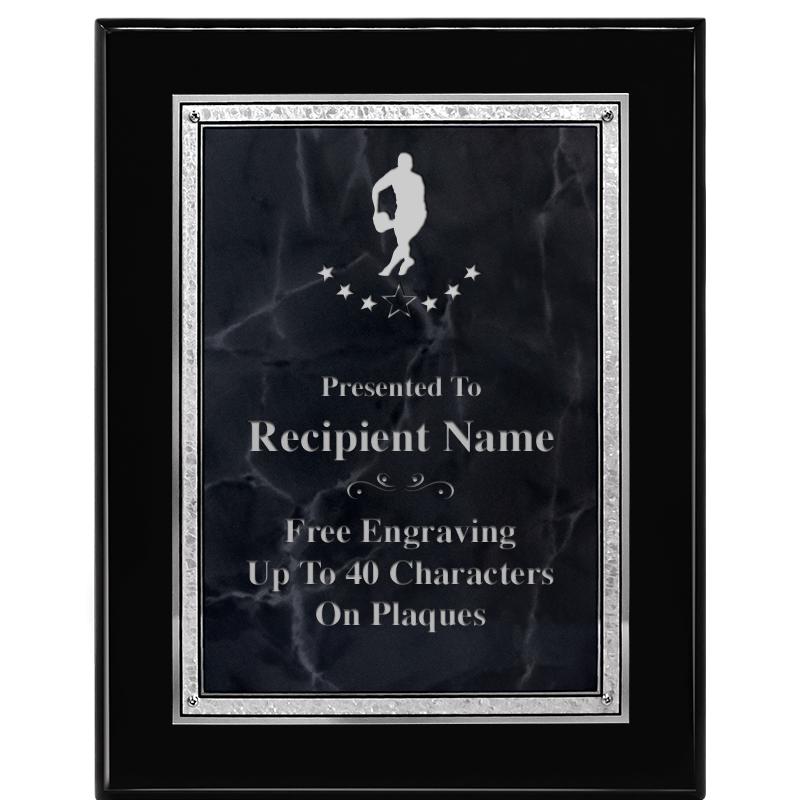 7X9 GY MARB FLOURISH PQ BK/SV