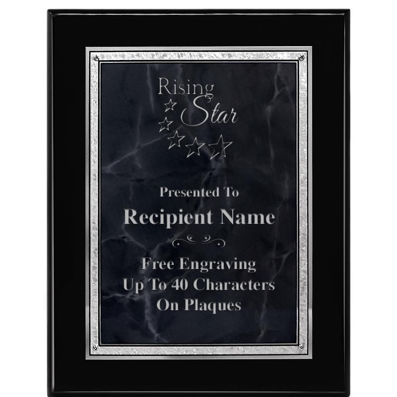 7X9 GY MARB FLOURISH PQ BK/SV