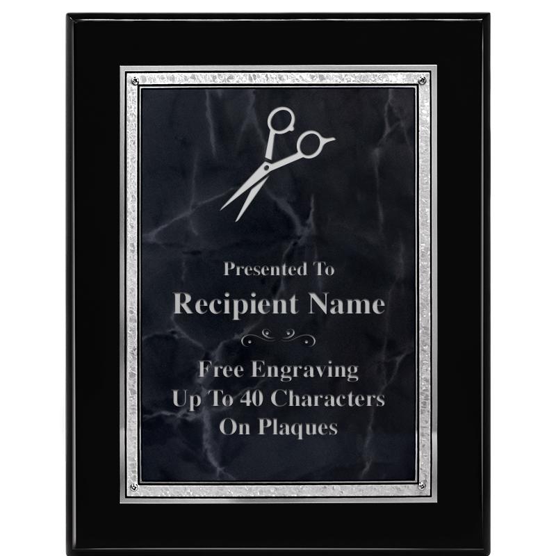 7X9 GY MARB FLOURISH PQ BK/SV