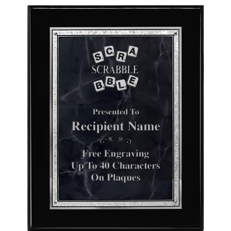 7X9 GY MARB FLOURISH PQ BK/SV