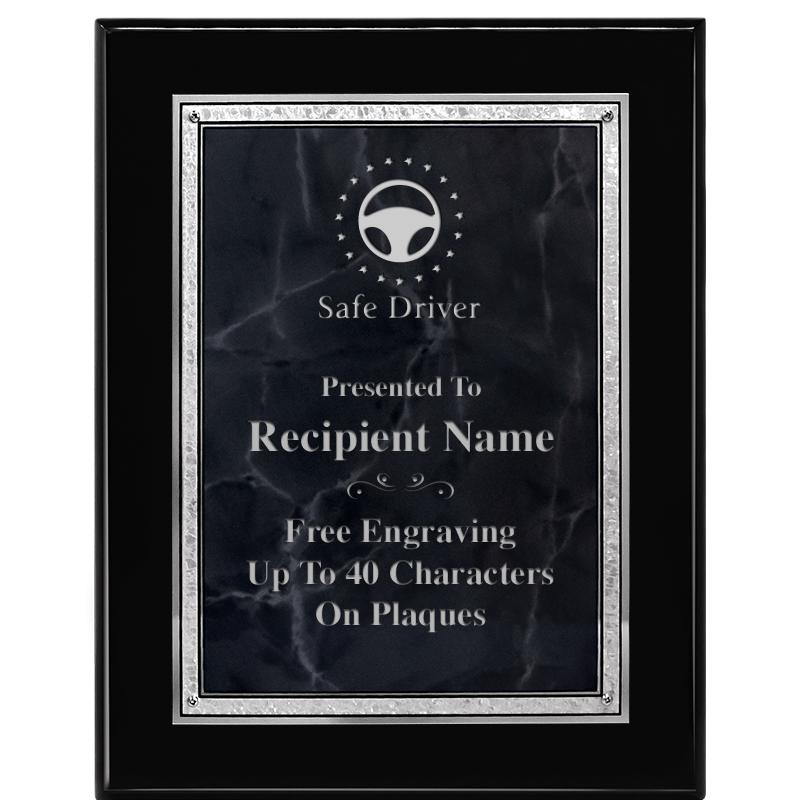 7X9 GY MARB FLOURISH PQ BK/SV