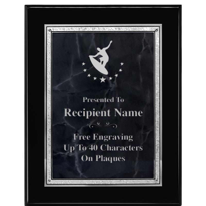 7X9 GY MARB FLOURISH PQ BK/SV