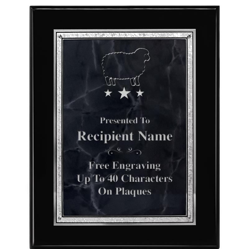 7X9 GY MARB FLOURISH PQ BK/SV