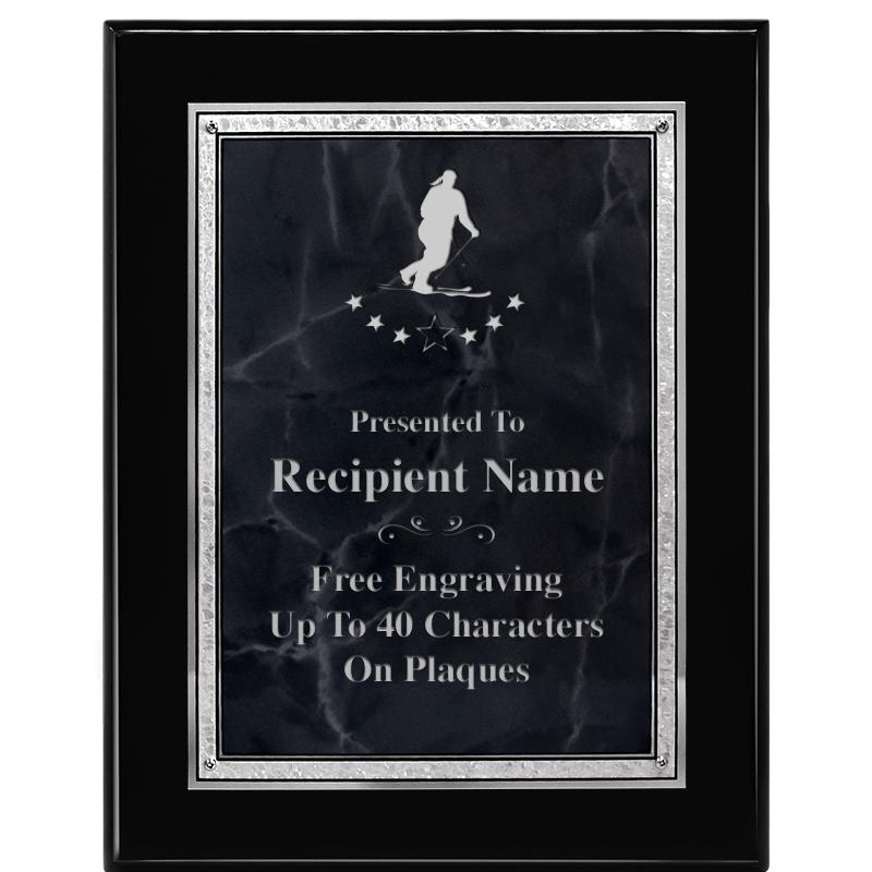 7X9 GY MARB FLOURISH PQ BK/SV