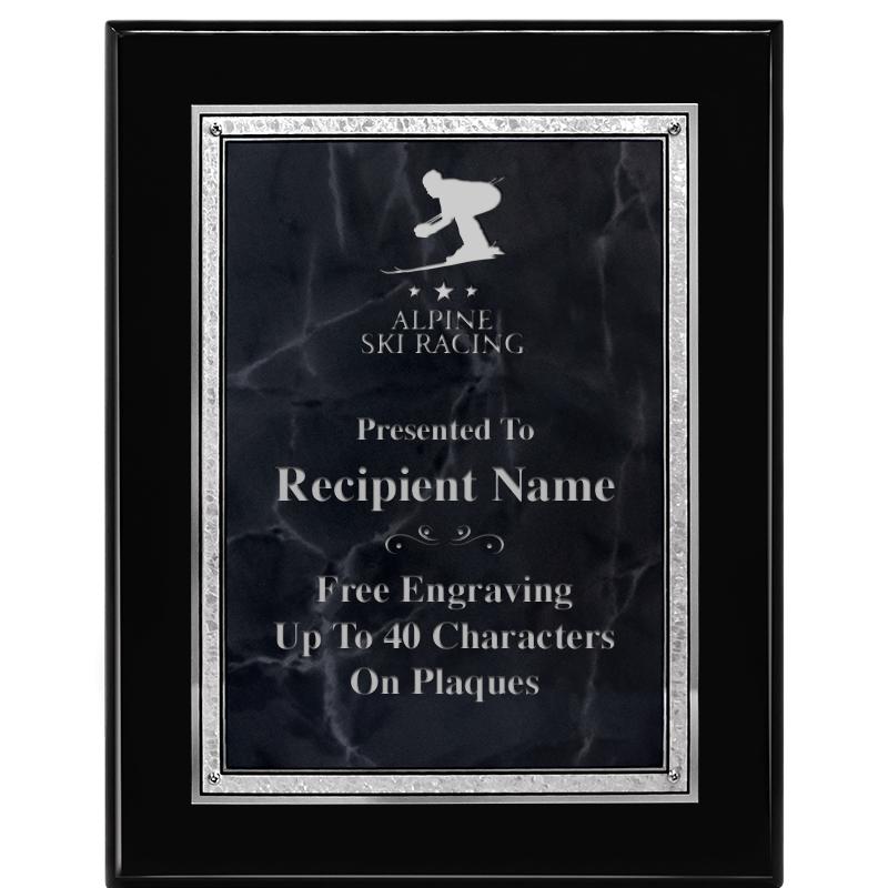 7X9 GY MARB FLOURISH PQ BK/SV