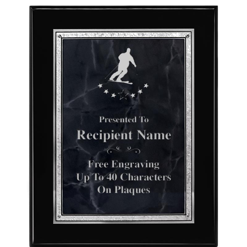 7X9 GY MARB FLOURISH PQ BK/SV