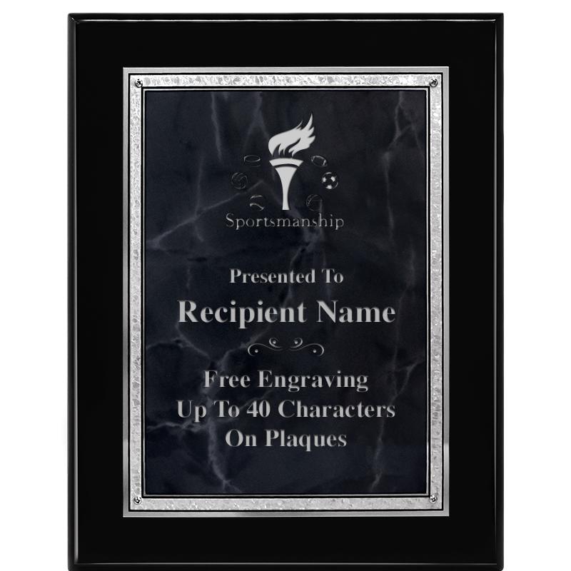 7X9 GY MARB FLOURISH PQ BK/SV