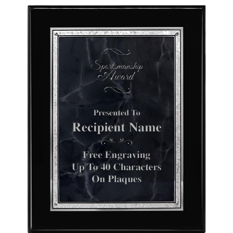 7X9 GY MARB FLOURISH PQ BK/SV