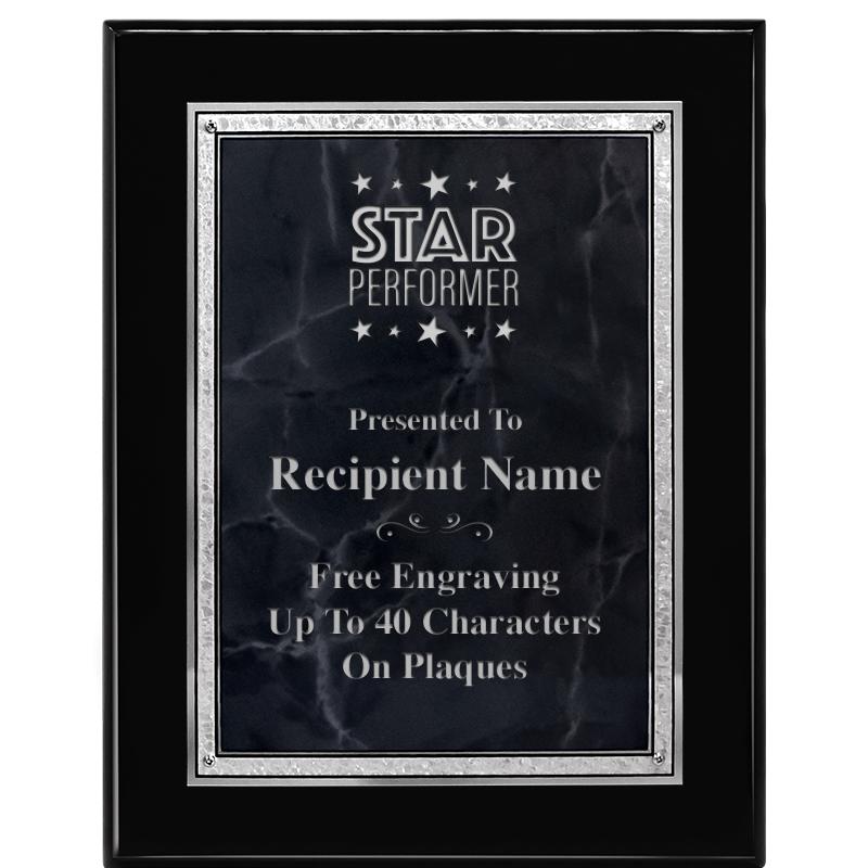 7X9 GY MARB FLOURISH PQ BK/SV