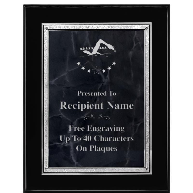 7X9 GY MARB FLOURISH PQ BK/SV