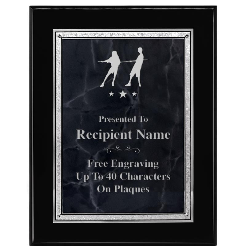 7X9 GY MARB FLOURISH PQ BK/SV