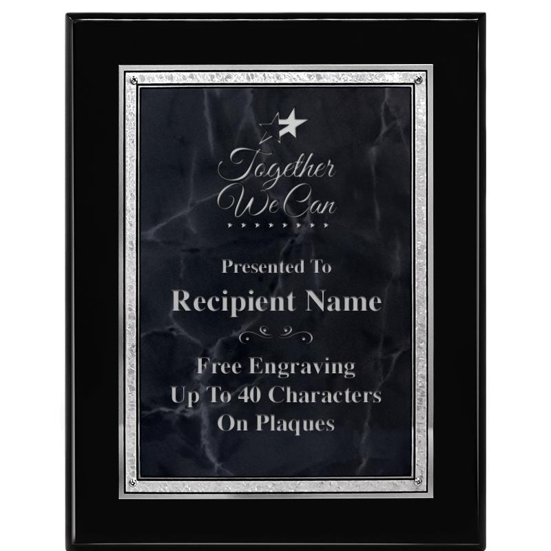 7X9 GY MARB FLOURISH PQ BK/SV