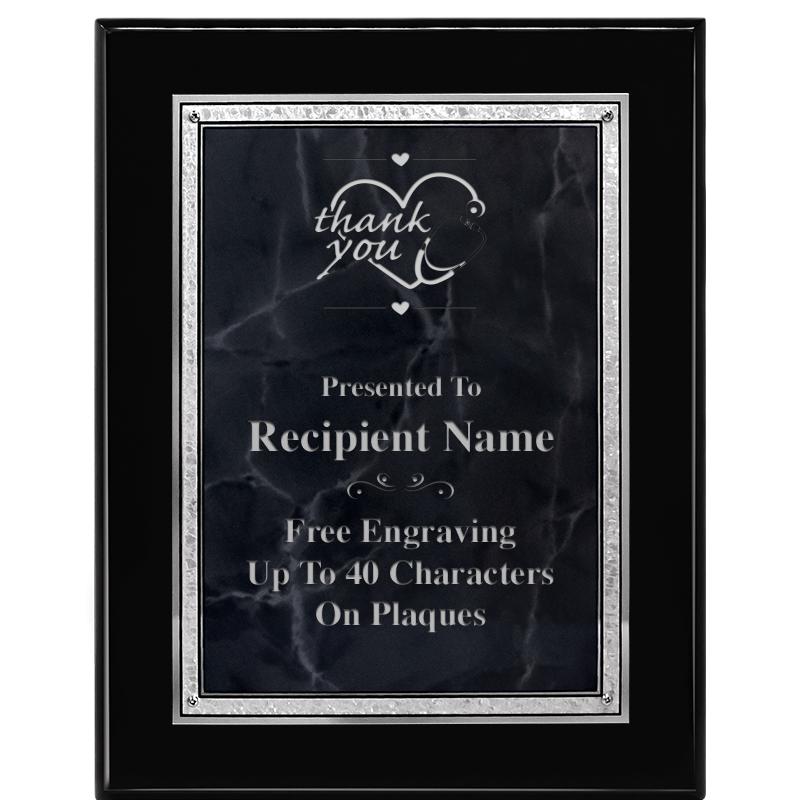 7X9 GY MARB FLOURISH PQ BK/SV