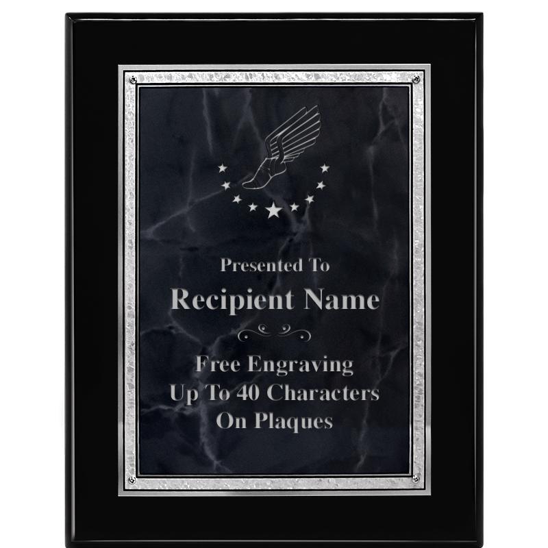 7X9 GY MARB FLOURISH PQ BK/SV