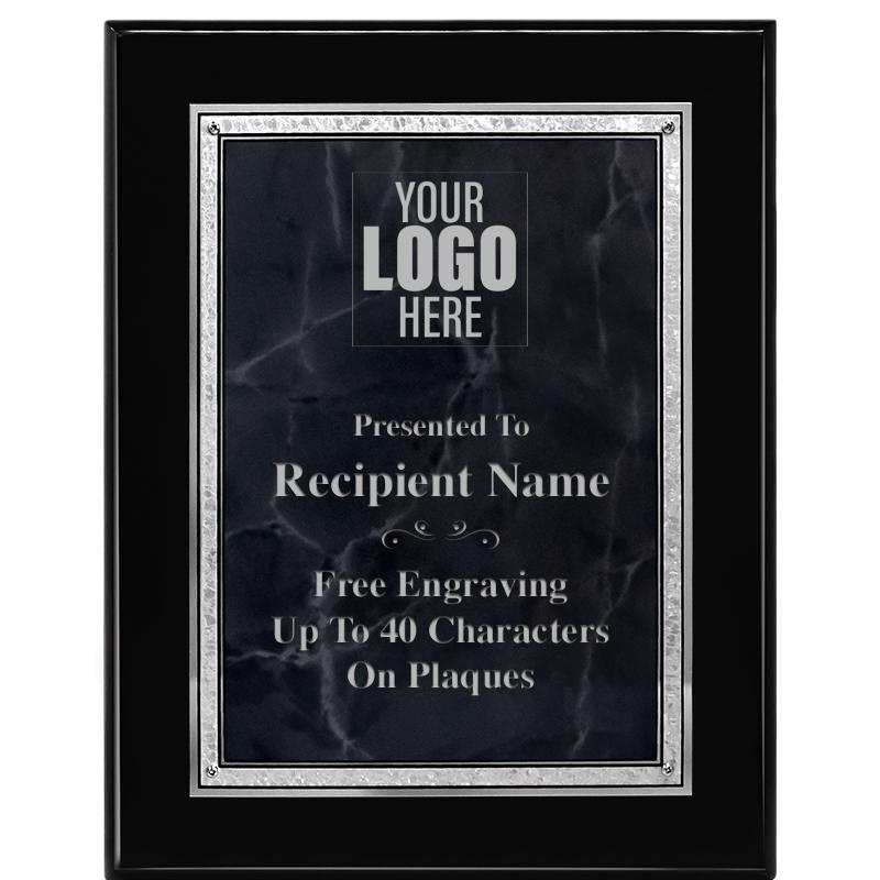 7X9 GY MARB FLOURISH PQ BK/SV