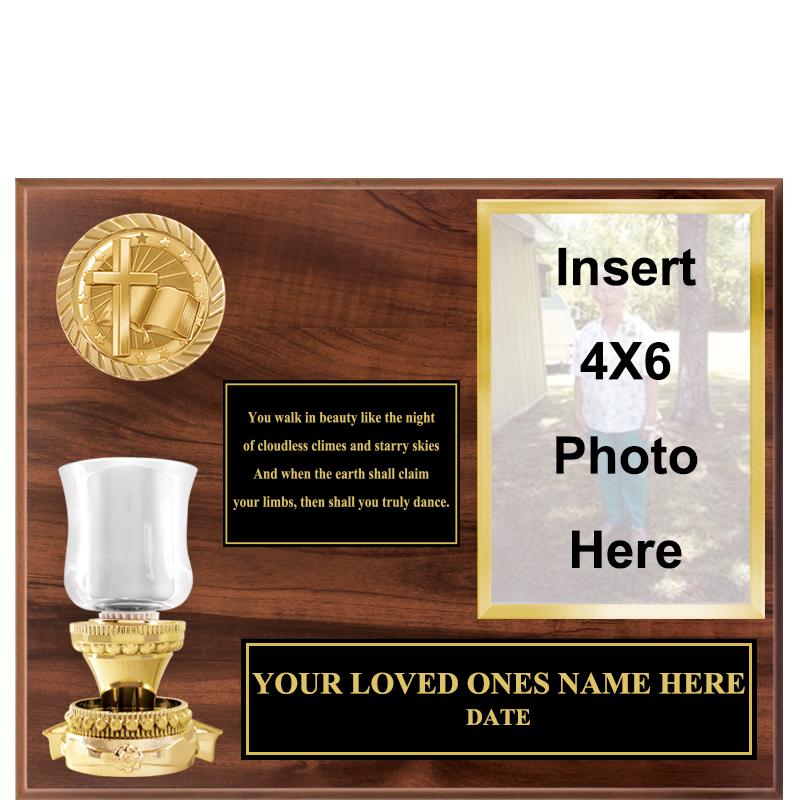 10.5X13 MEMORIAL CANDLE WD PLQ
