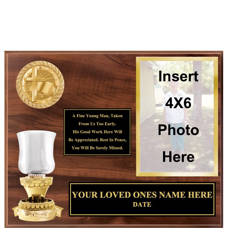 10.5X13 MEMORIAL CANDLE WD PLQ