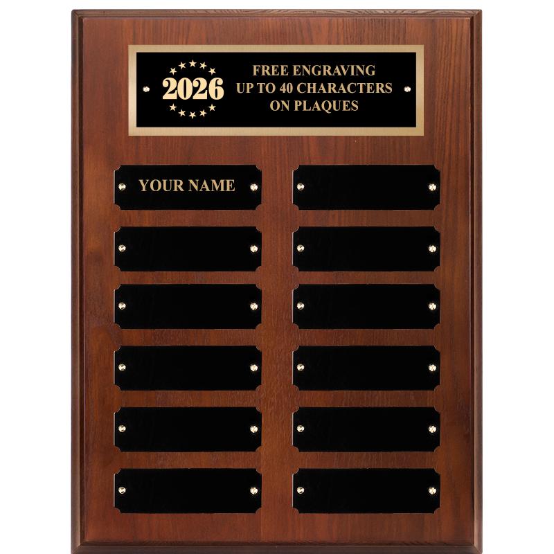 9X12 12 PLT WALNUT PERPETL PLQ