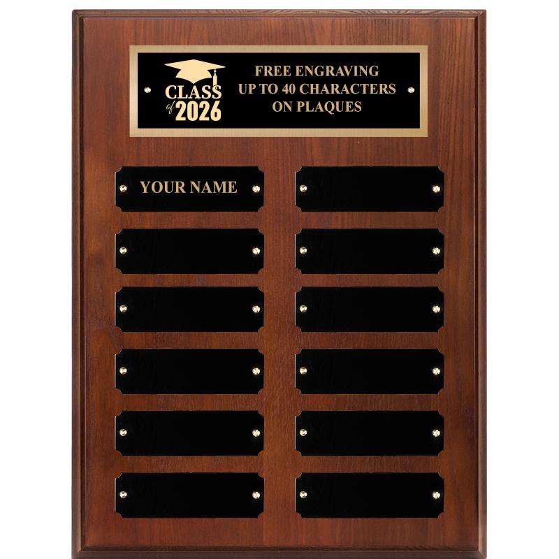 9X12 12 PLT WALNUT PERPETL PLQ