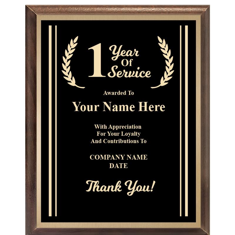 8X10 YEARS OF SERVICE PLQ