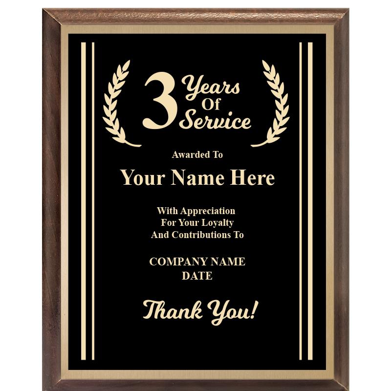8X10 YEARS OF SERVICE PLQ