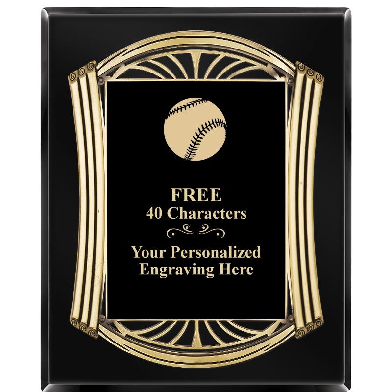 10.5X13 ROMAN BLACK W GLD PLQ