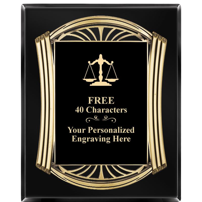 10.5X13 ROMAN BLACK W GLD PLQ