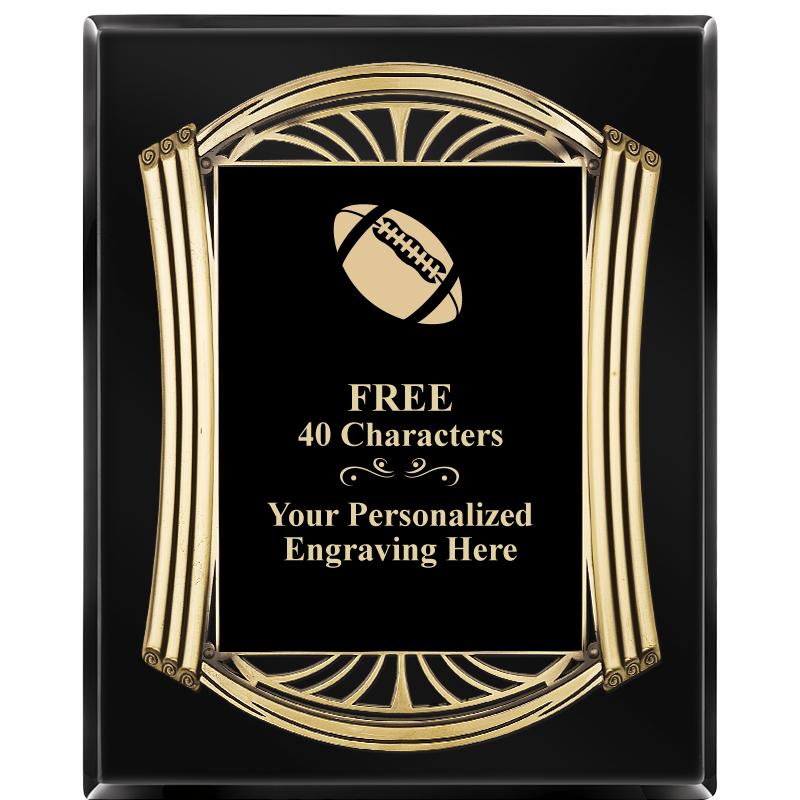 10.5X13 ROMAN BLACK W GLD PLQ