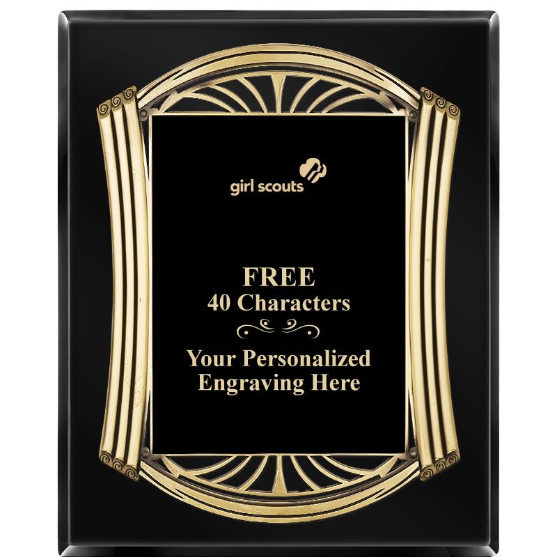 10.5X13 ROMAN BLACK W GLD PLQ