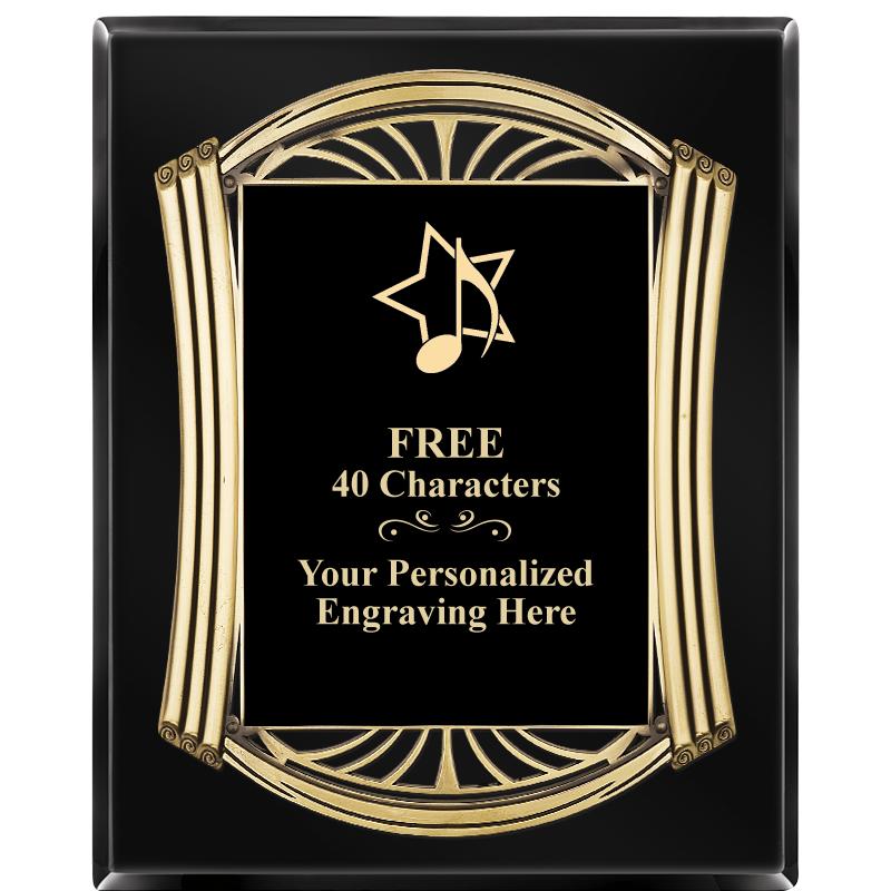 10.5X13 ROMAN BLACK W GLD PLQ