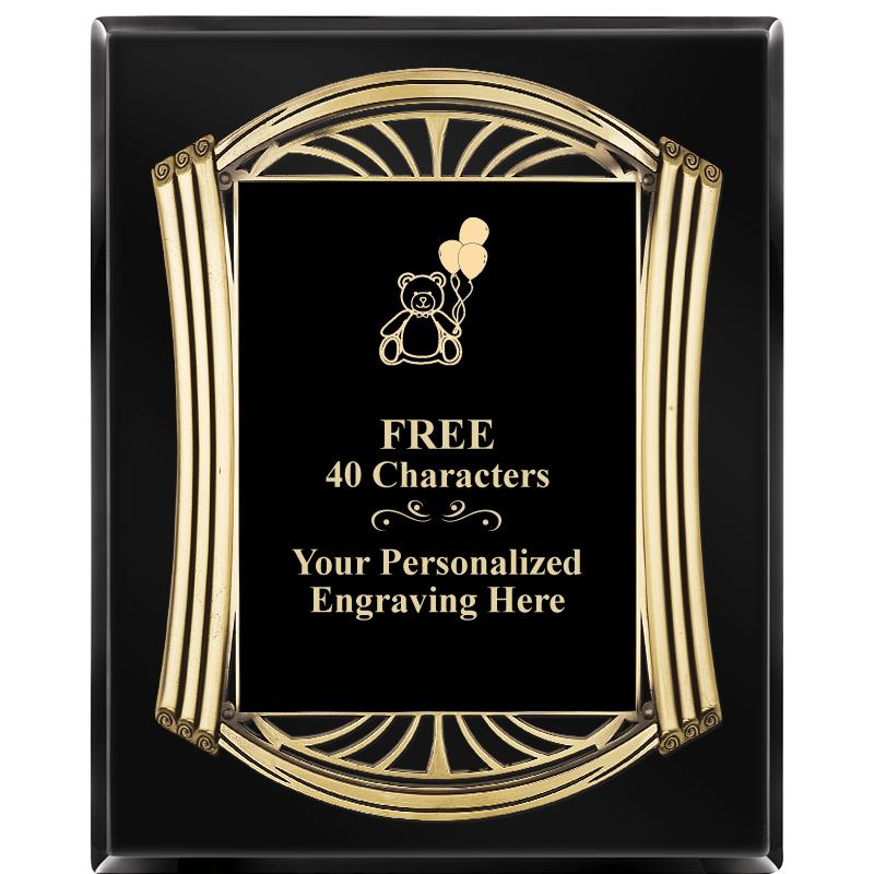 10.5X13 ROMAN BLACK W GLD PLQ