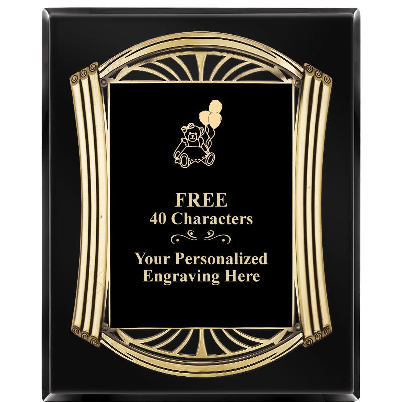 10.5X13 ROMAN BLACK W GLD PLQ