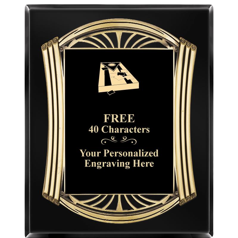 10.5X13 ROMAN BLACK W GLD PLQ