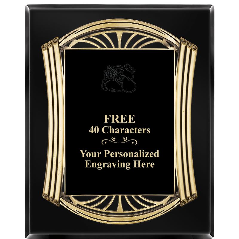 10.5X13 ROMAN BLACK W GLD PLQ