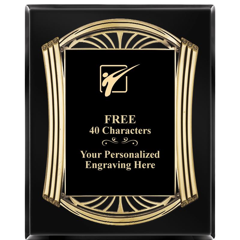 10.5X13 ROMAN BLACK W GLD PLQ