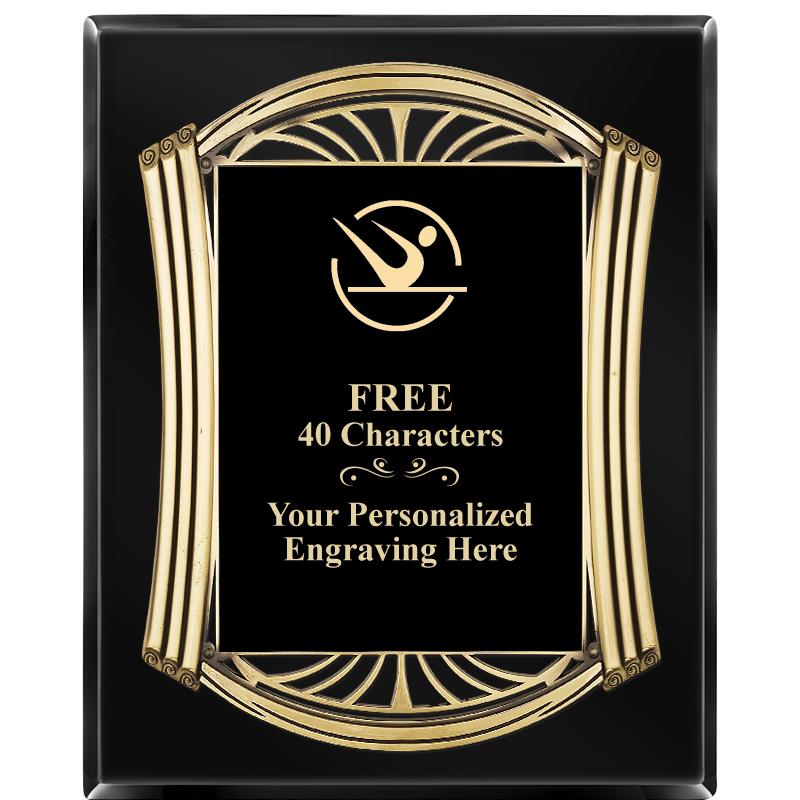 10.5X13 ROMAN BLACK W GLD PLQ