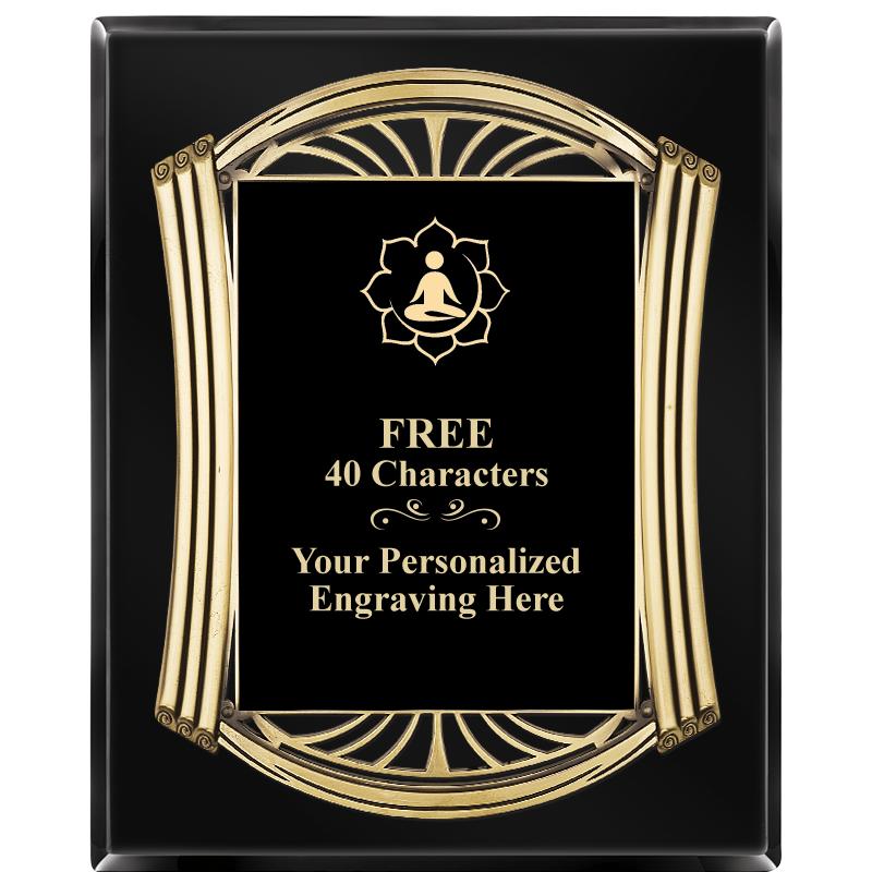 10.5X13 ROMAN BLACK W GLD PLQ