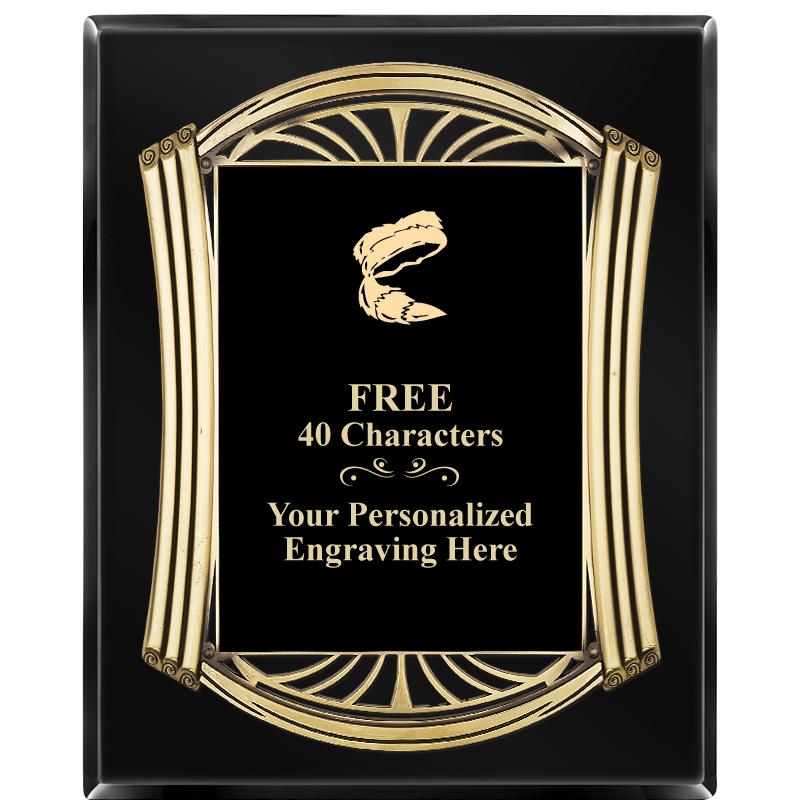 10.5X13 ROMAN BLACK W GLD PLQ