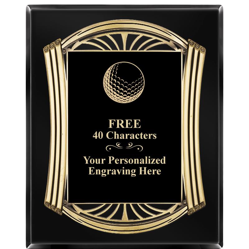 10.5X13 ROMAN BLACK W GLD PLQ