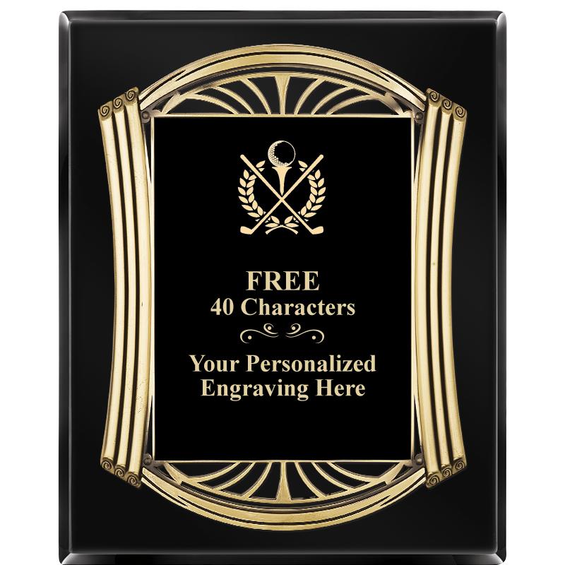 10.5X13 ROMAN BLACK W GLD PLQ