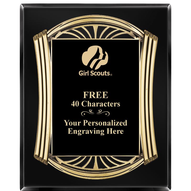 10.5X13 ROMAN BLACK W GLD PLQ