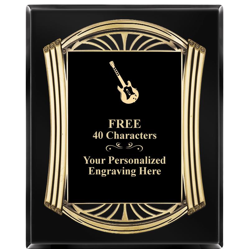 10.5X13 ROMAN BLACK W GLD PLQ