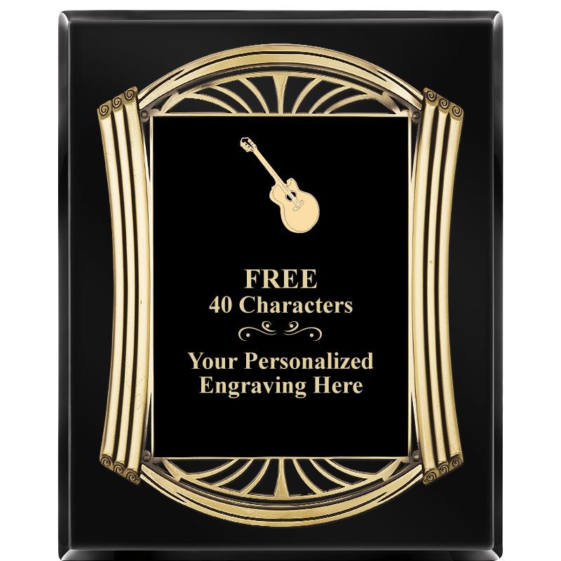 10.5X13 ROMAN BLACK W GLD PLQ