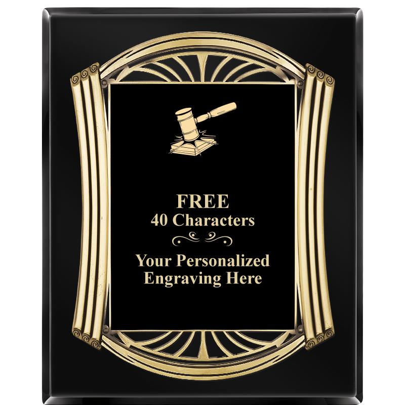 10.5X13 ROMAN BLACK W GLD PLQ