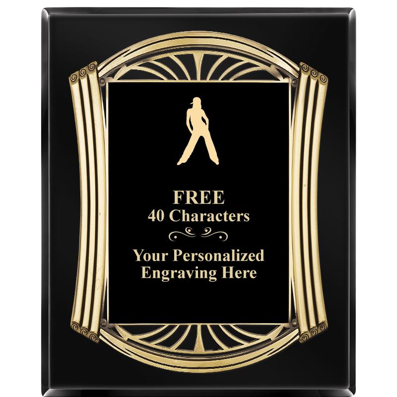 10.5X13 ROMAN BLACK W GLD PLQ