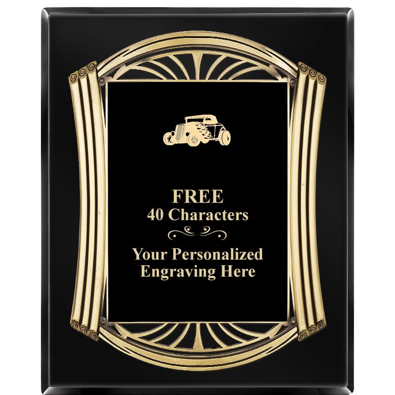 10.5X13 ROMAN BLACK W GLD PLQ